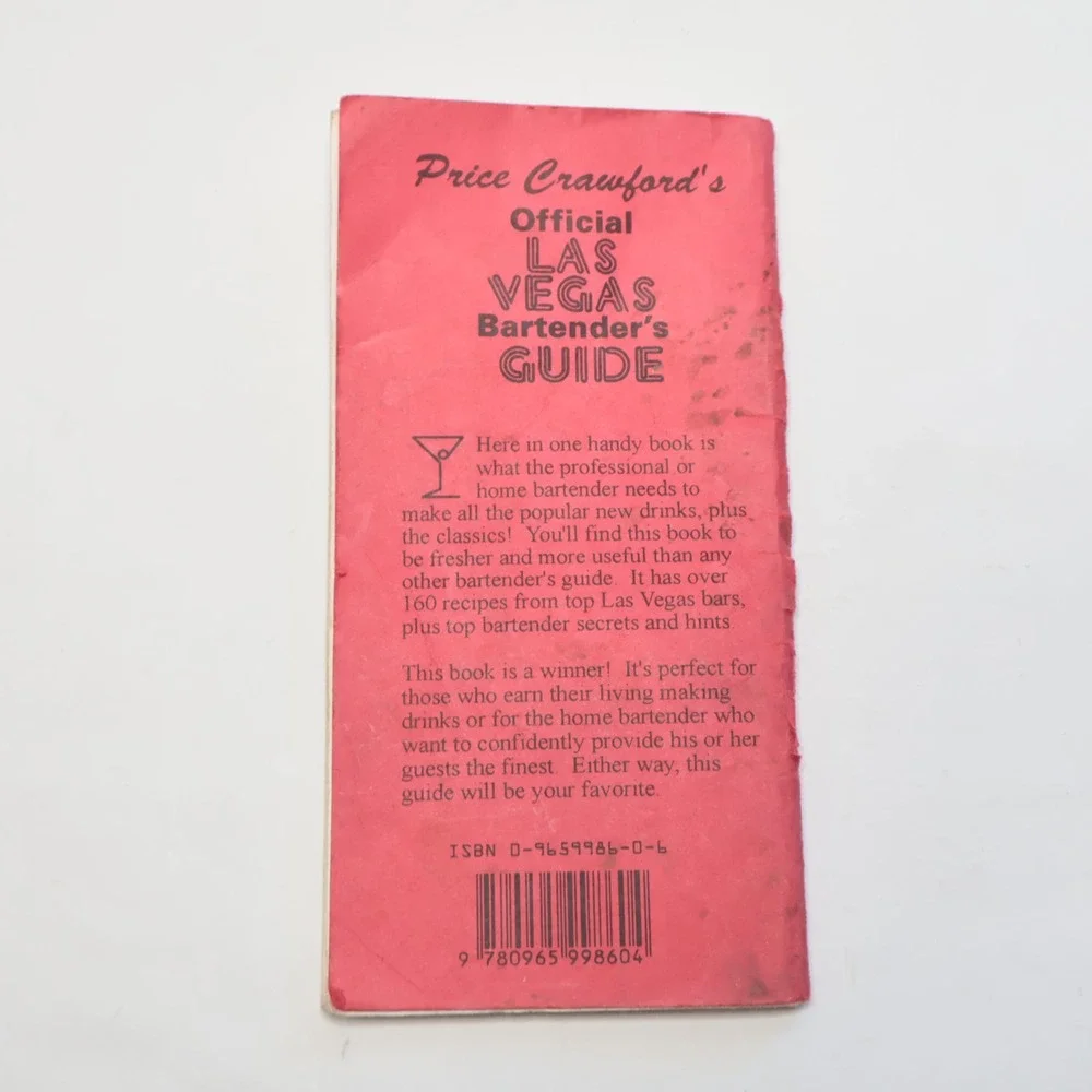 Price Crawford's Official Las Vegas Bartender's Guide 1999 Vintage Cocktail Book